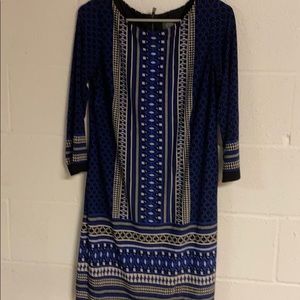 Vince Camuto black and blue and white print dress